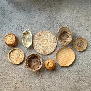 Basket Wall "C" Boho Chic 9 pcs Wicker Wall Art Dorm Decor Bohemian